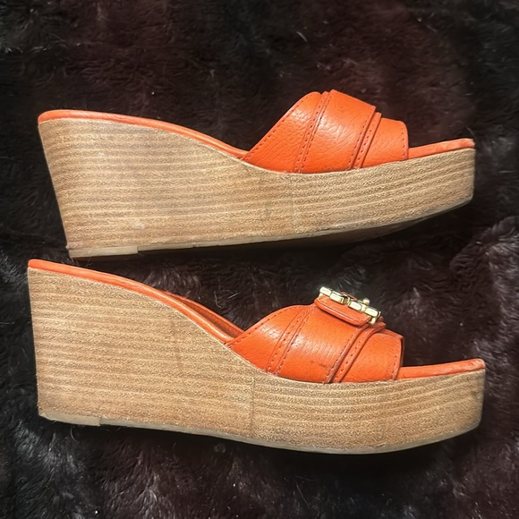 Authentic Tory Burch Elina Wedge Size 7 1/2 VGUC - Picture 2 of 7